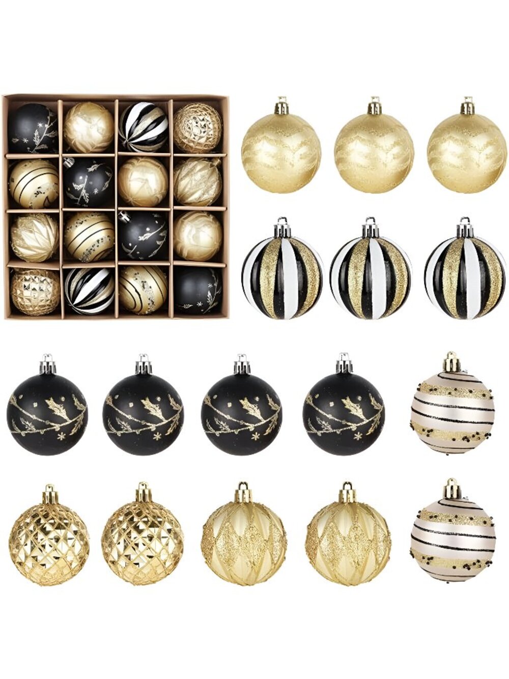 16PCS Christmas Balls,6cm/2.35" Christmas Ball Ornaments, Shatterproof